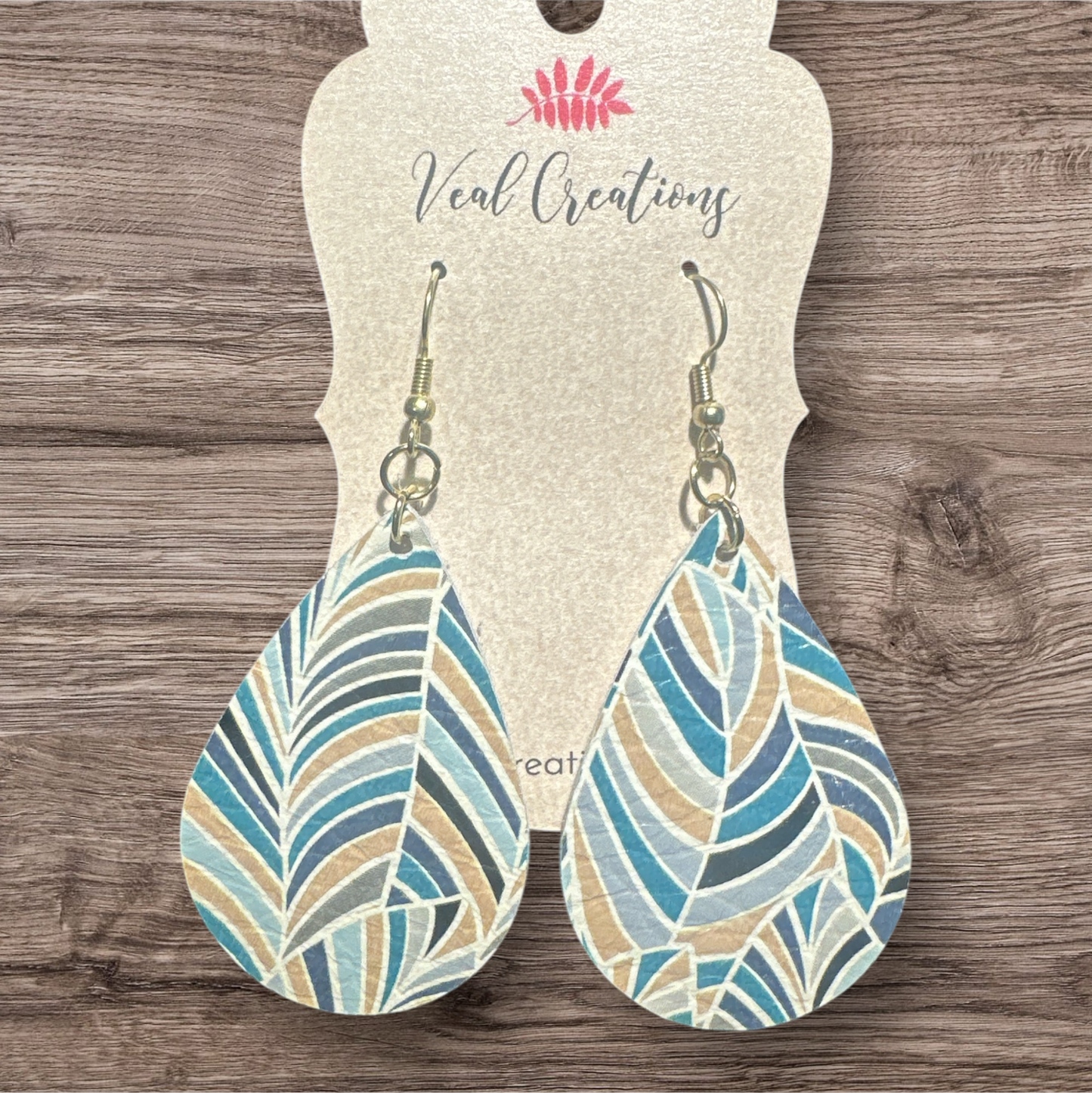 Geometric Leaf Teardrop Earrings