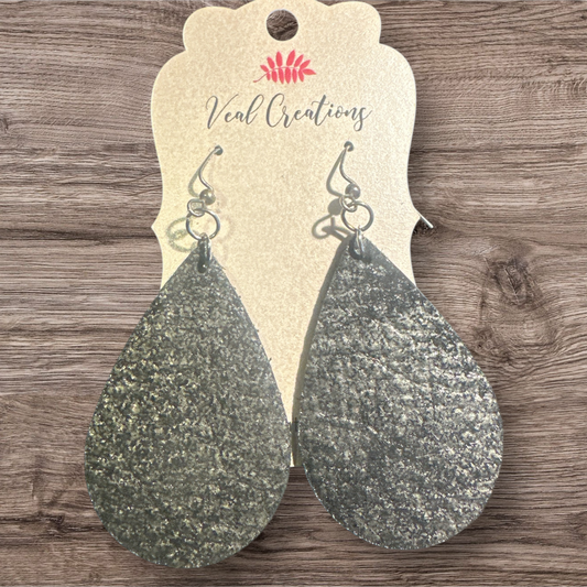 Black Metallic Teardrop Earrings