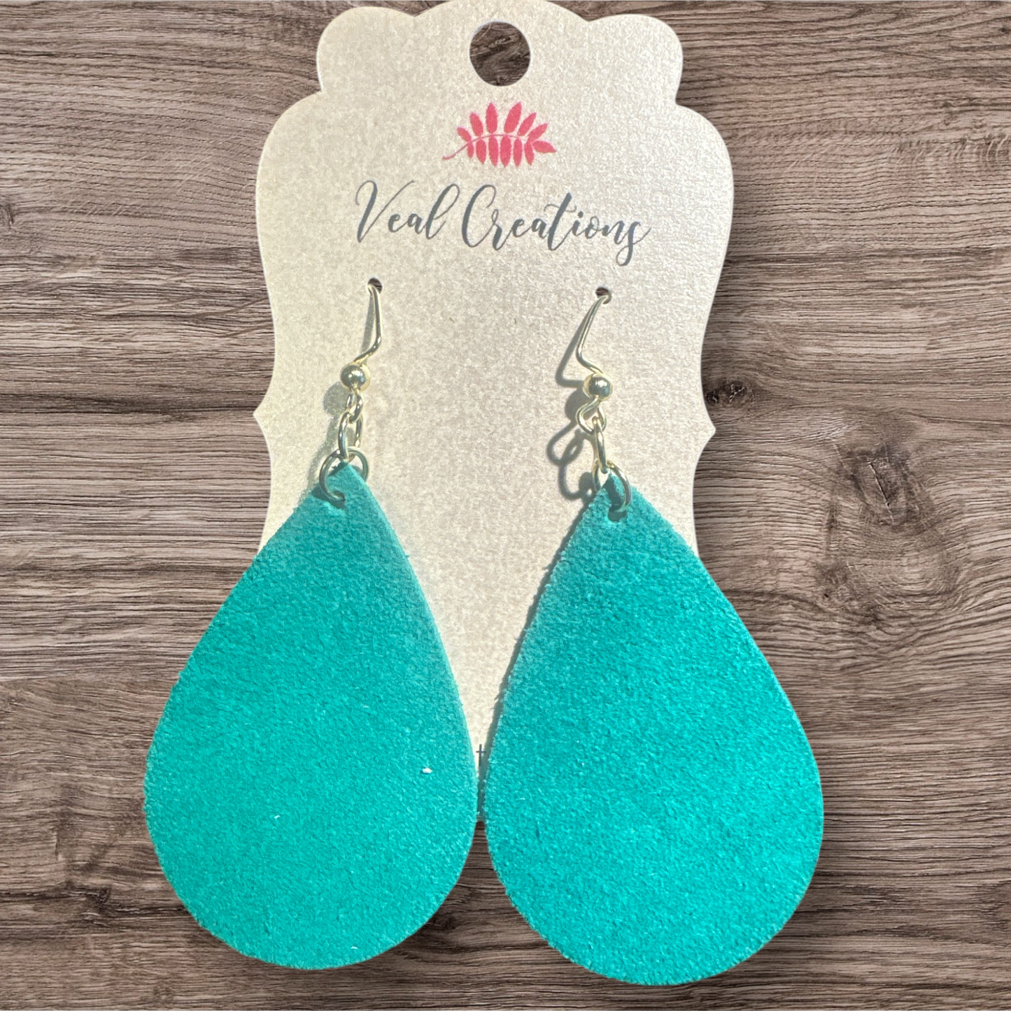 Kelly Green Suede Teardrop Leather Earrings