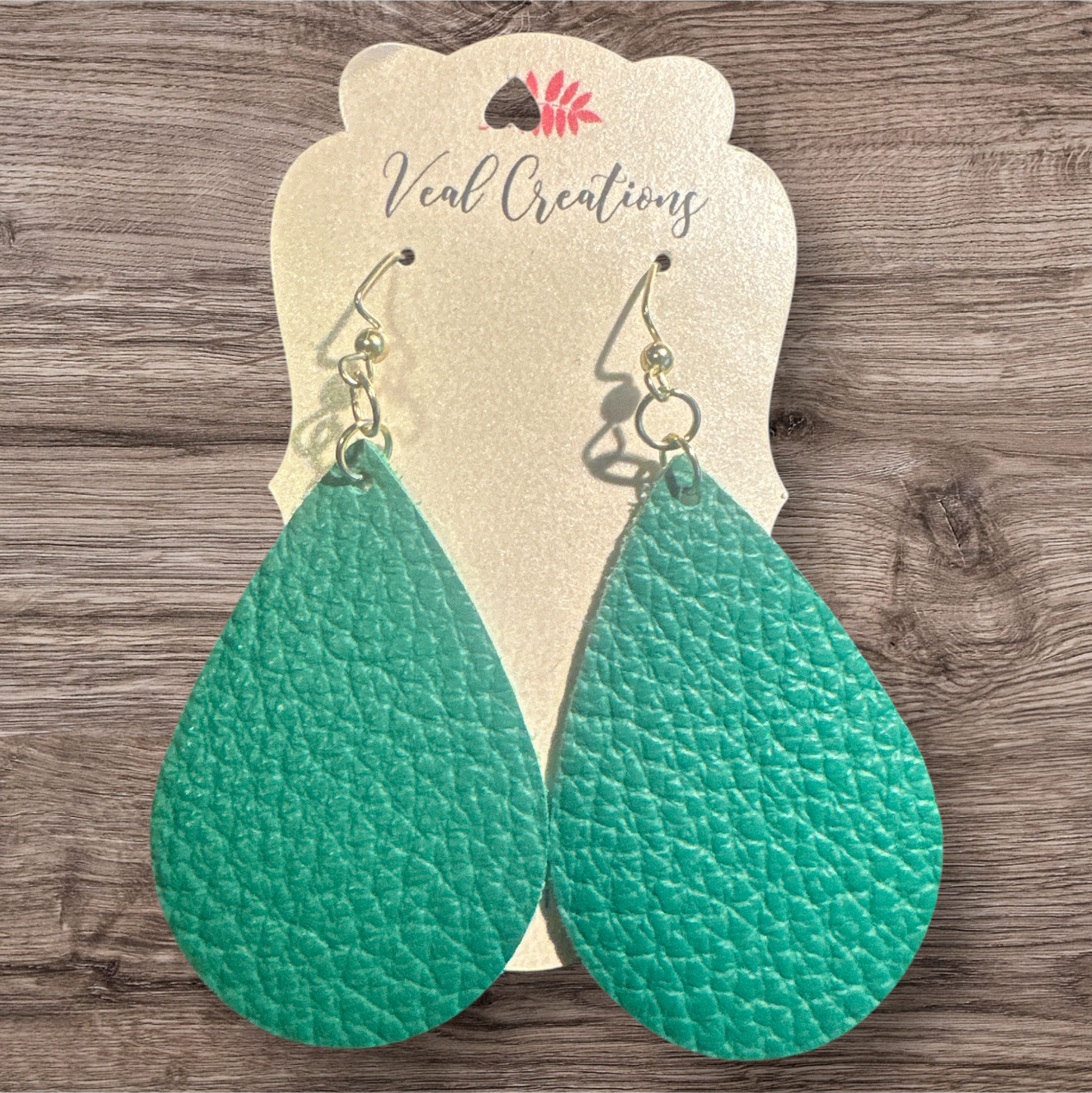 Kelly Green Pebbled Teardrop Leather Earrings