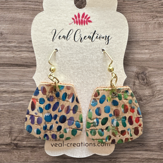 Multi-Colored D-Shape Earrings