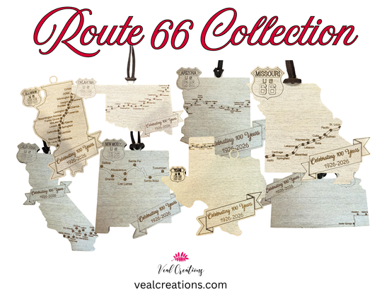 Complete Route 66 Ornament Set | All 8 States Featuring Iconic Towns