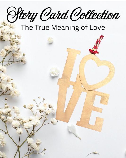 Decorative 'LOVE' ornament with white flowers on a light background