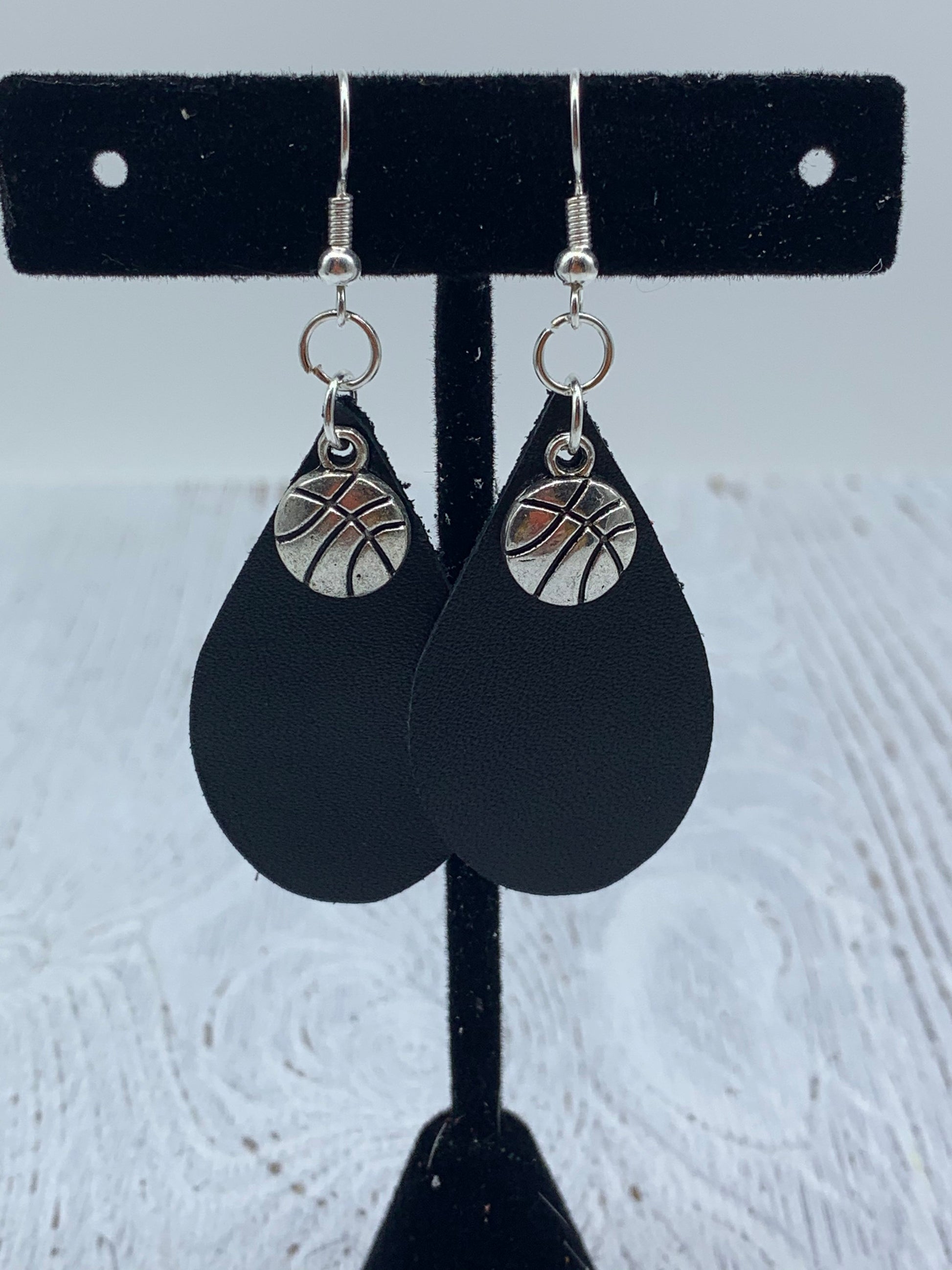 Basketball Teardrop Leather Earrings