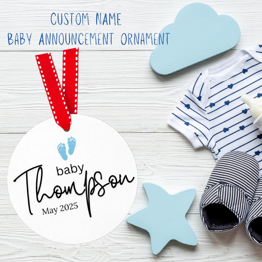 Custom - Ceramic Baby Name Announcement Ornament