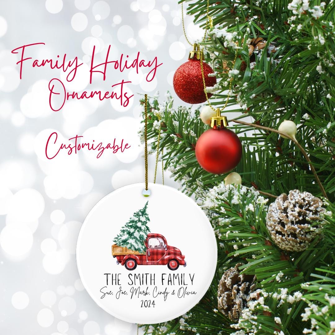 Holiday Truck Family Ornament - Customizable