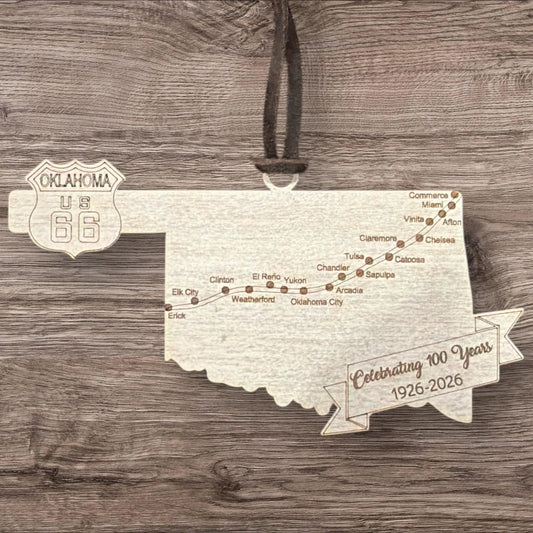 Oklahoma Route 66 Centennial Ornament | Celebrating 100 Years (1926–2026)